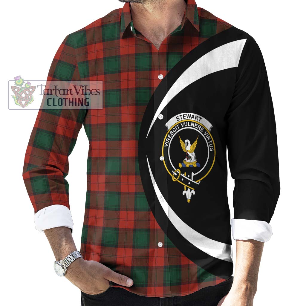 Stewart of Atholl Tartan Long Sleeve Button Up with Family Crest Circle Style - Tartan Vibes Clothing