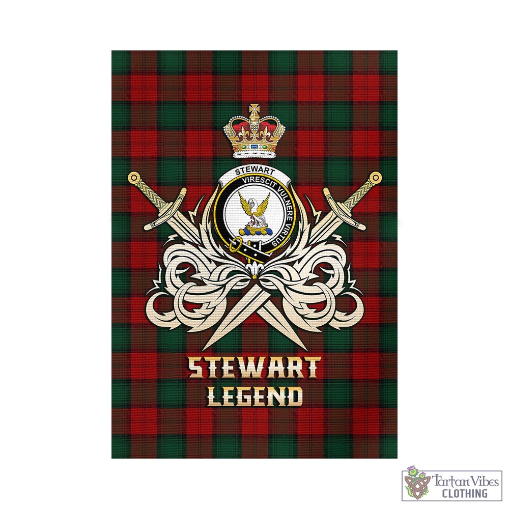 Tartan Vibes Clothing Stewart of Atholl Tartan Flag with Clan Crest and the Golden Sword of Courageous Legacy