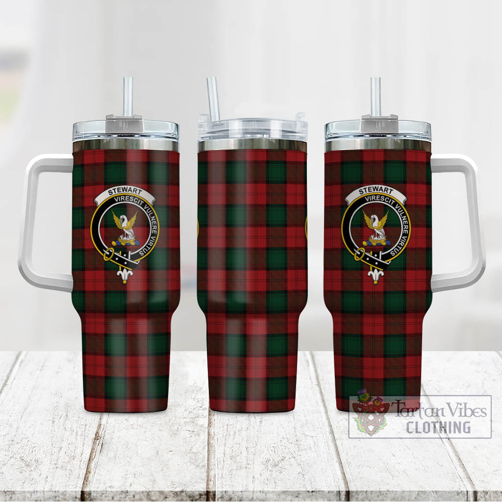 Tartan Vibes Clothing Stewart of Atholl Tartan and Family Crest Tumbler with Handle