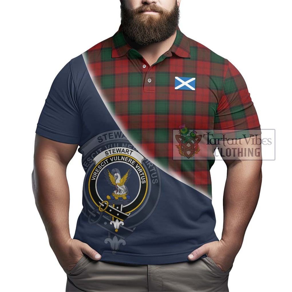 Stewart of Atholl Tartan Polo Shirt with Personalised National Flag and Family Crest Half Style - Tartanvibesclothing Shop