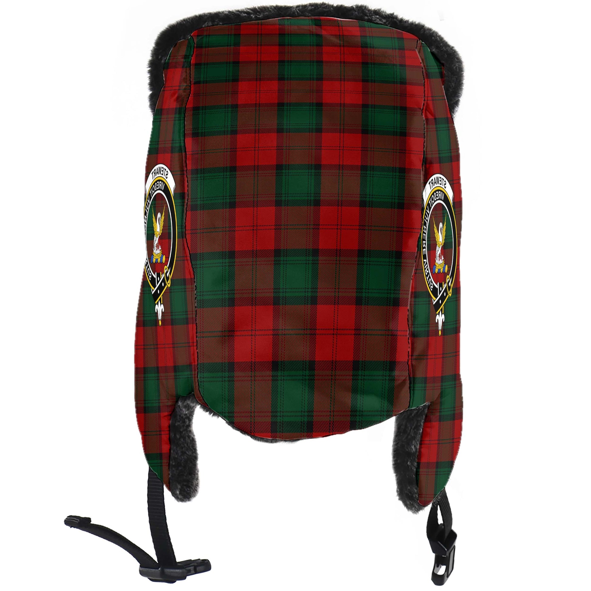 Stewart of Atholl Tartan Winter Trapper Hat with Family Crest - Tartanvibesclothing