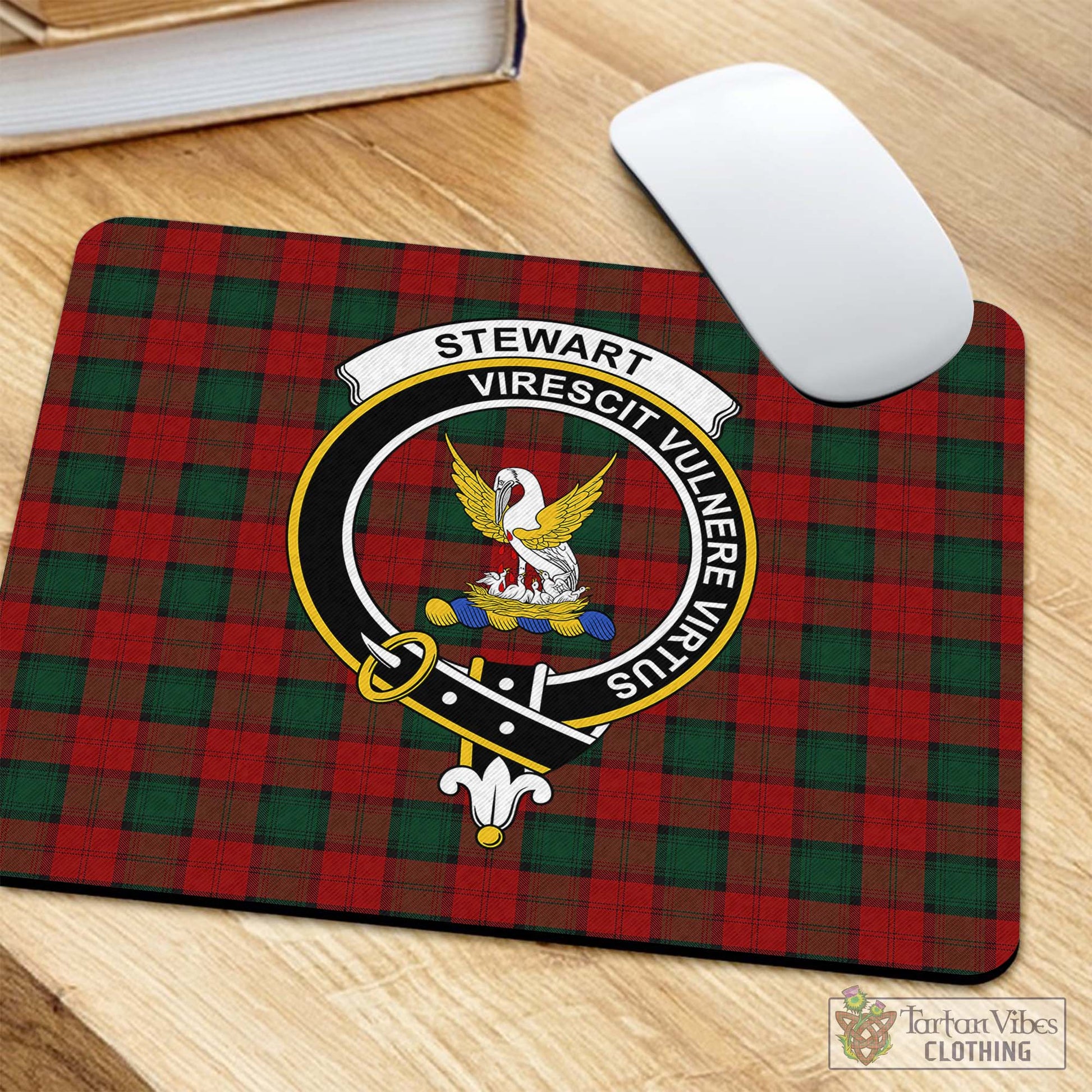 Tartan Vibes Clothing Stewart of Atholl Tartan Mouse Pad with Family Crest