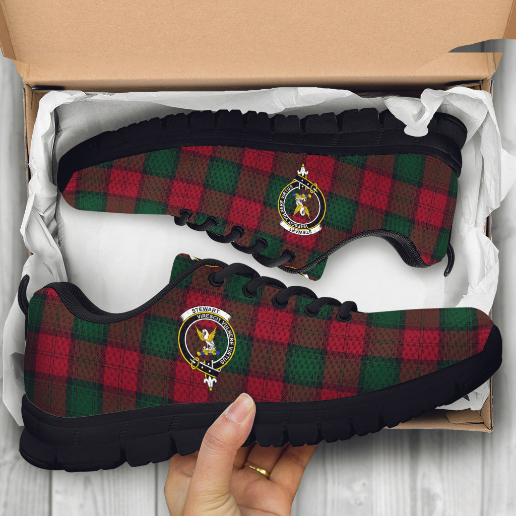 Stewart of Atholl Tartan Sneakers with Family Crest - Tartan Vibes Clothing