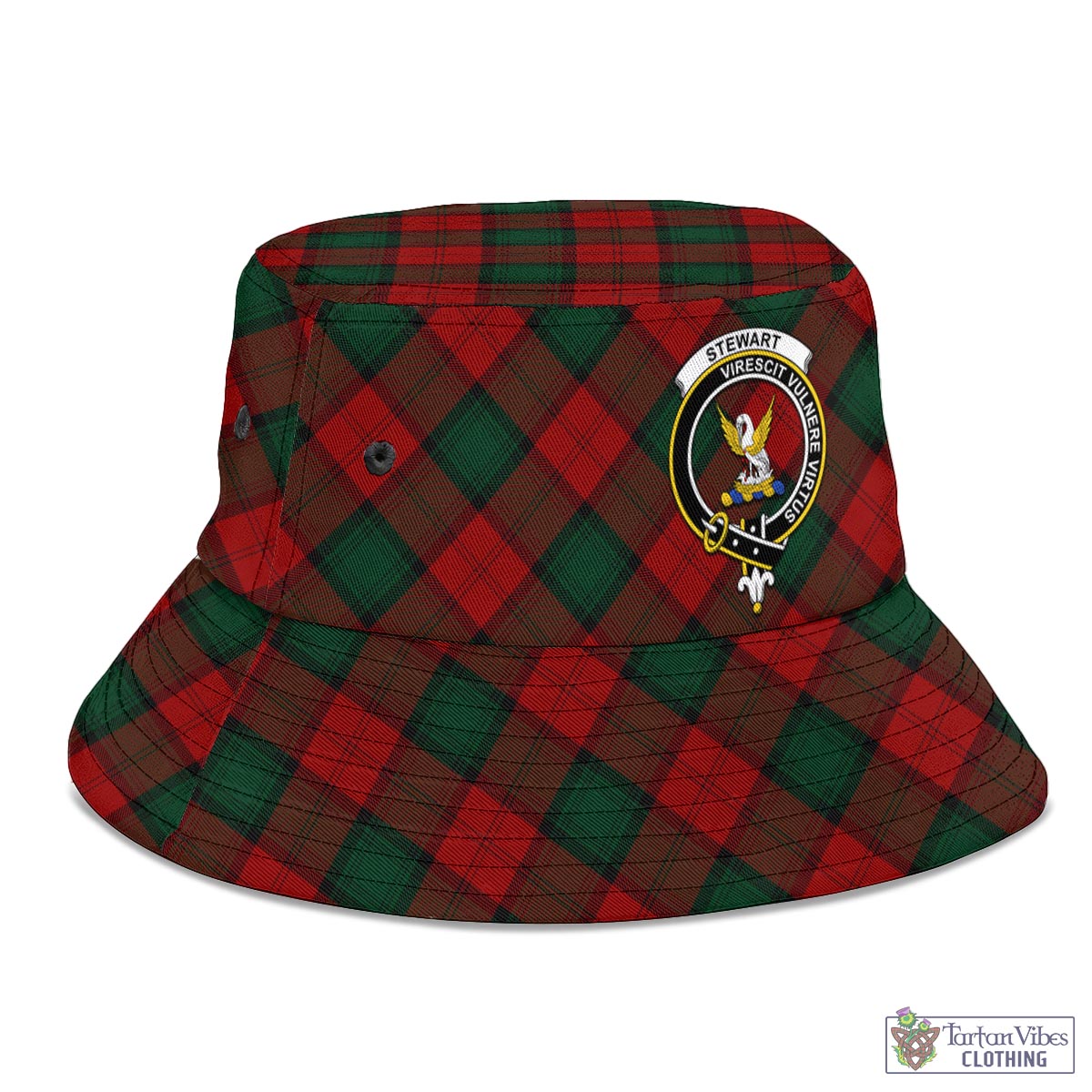 Tartan Vibes Clothing Stewart of Atholl Tartan Bucket Hat with Family Crest