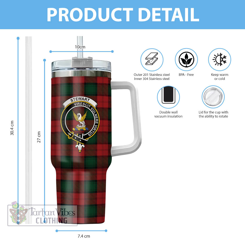 Tartan Vibes Clothing Stewart of Atholl Tartan and Family Crest Tumbler with Handle