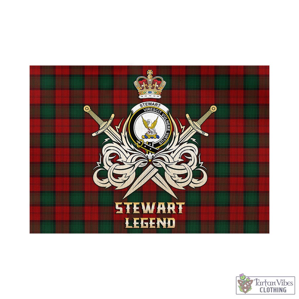 Tartan Vibes Clothing Stewart of Atholl Tartan Flag with Clan Crest and the Golden Sword of Courageous Legacy