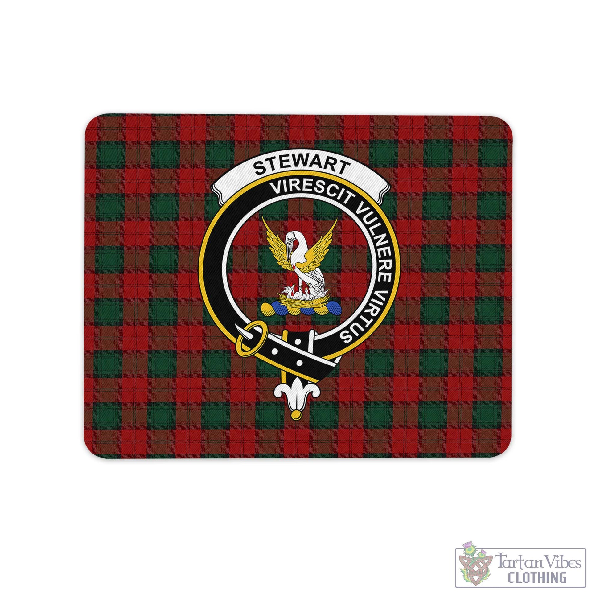 Tartan Vibes Clothing Stewart of Atholl Tartan Mouse Pad with Family Crest