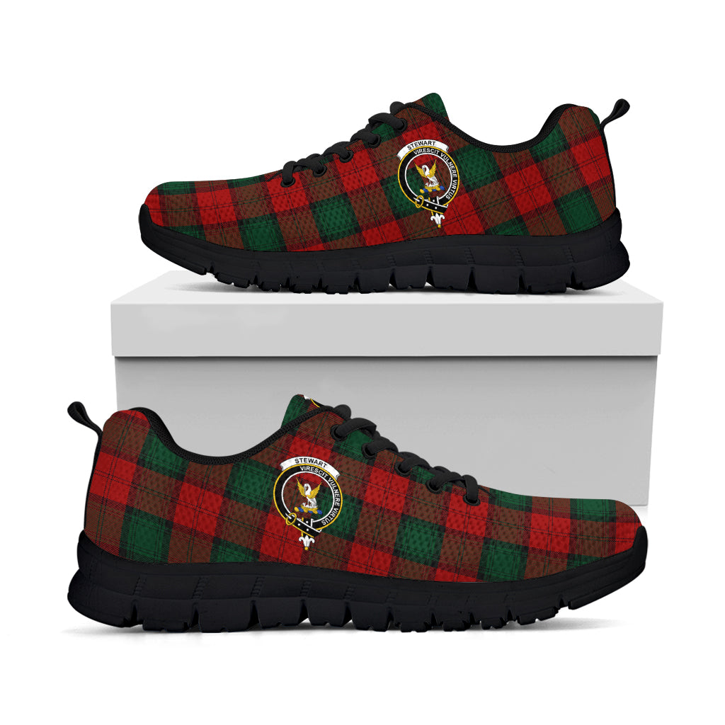 Stewart of Atholl Tartan Sneakers with Family Crest - Tartan Vibes Clothing