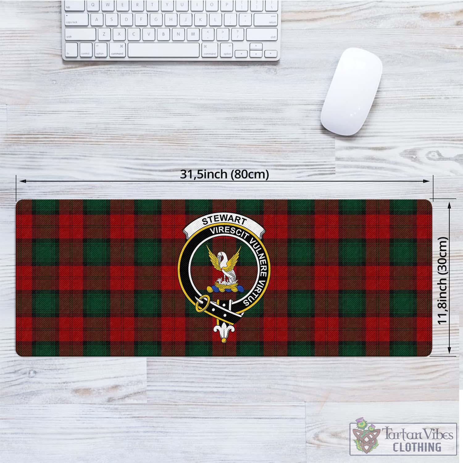 Tartan Vibes Clothing Stewart of Atholl Tartan Mouse Pad with Family Crest