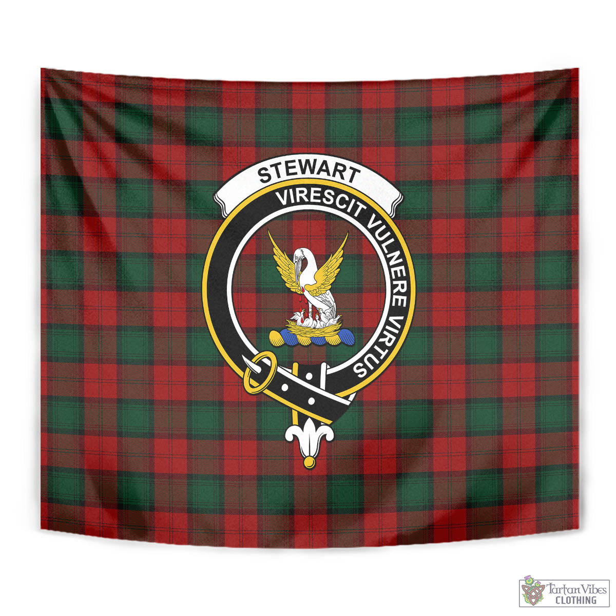 Tartan Vibes Clothing Stewart of Atholl Tartan Tapestry Wall Hanging and Home Decor for Room with Family Crest