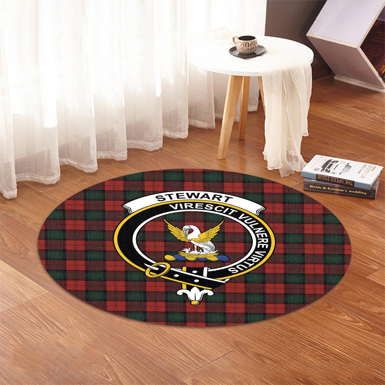 stewart-of-atholl-tartan-round-rug-with-family-crest