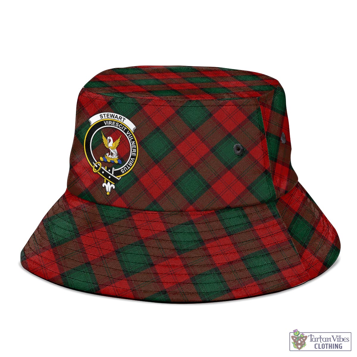 Tartan Vibes Clothing Stewart of Atholl Tartan Bucket Hat with Family Crest