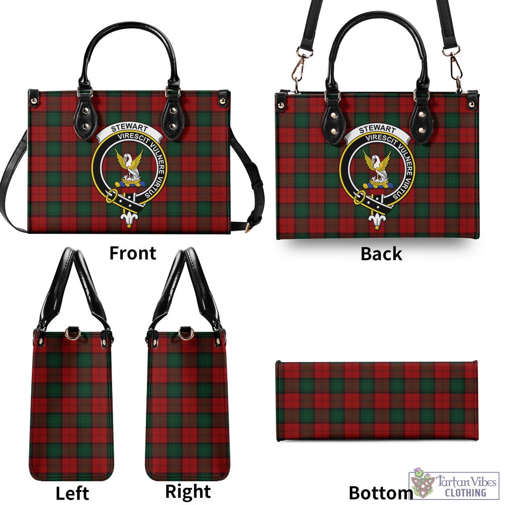 Tartan Vibes Clothing Stewart of Atholl Tartan Luxury Leather Handbags with Family Crest