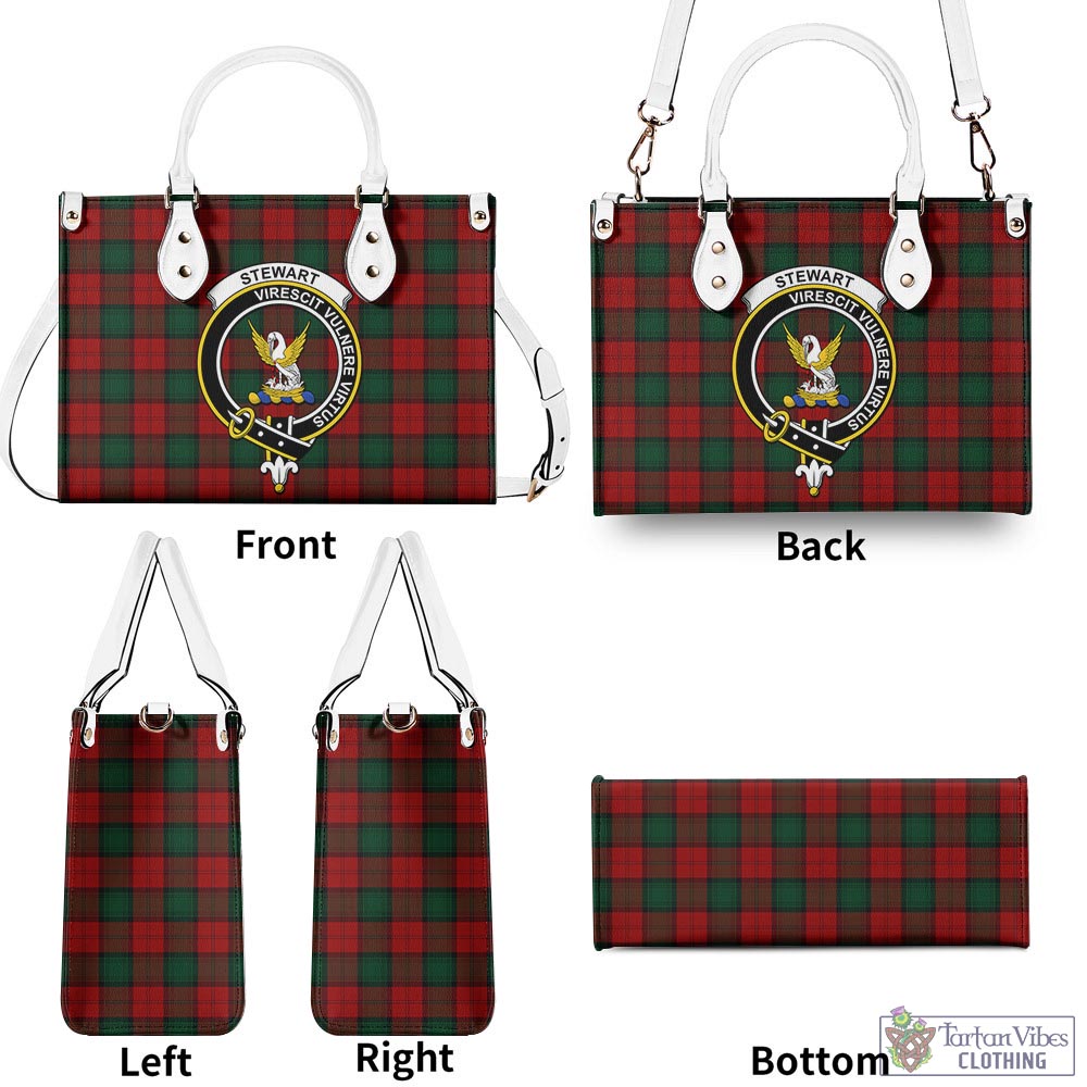 Tartan Vibes Clothing Stewart of Atholl Tartan Luxury Leather Handbags with Family Crest