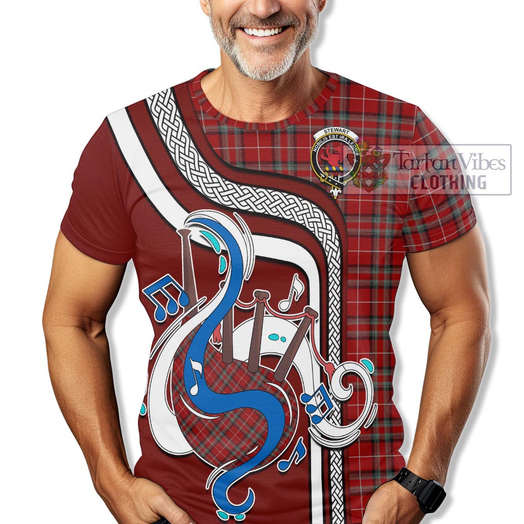 Stewart of Bute Tartan T-Shirt with Epic Bagpipe Style Kid's Shirt - Tartanvibesclothing Shop