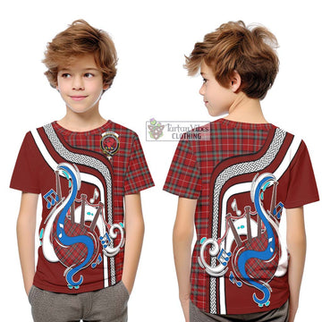 Stewart of Bute Tartan Kid T-Shirt with Epic Bagpipe Style