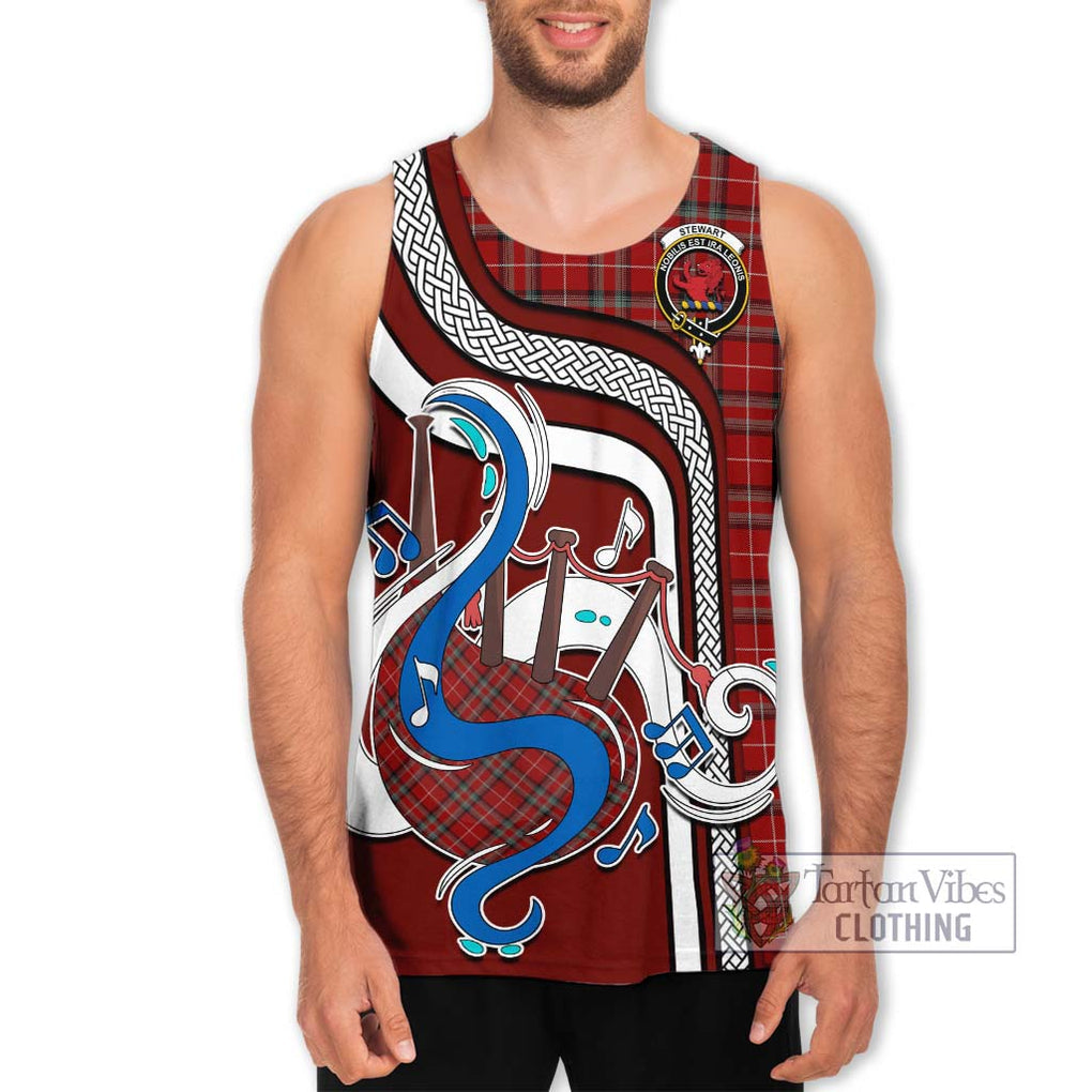 Stewart of Bute Tartan Men's Tank Top with Epic Bagpipe Style Men - Tartanvibesclothing Shop