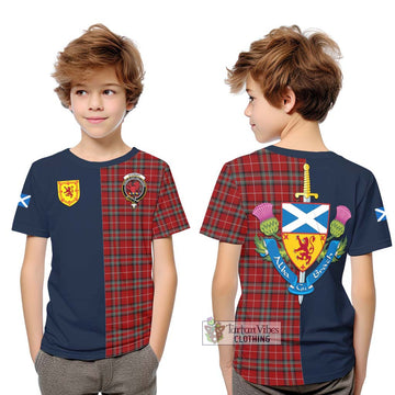 Stewart of Bute Tartan Kid T-Shirt Alba with Scottish Lion Royal Arm Half Style