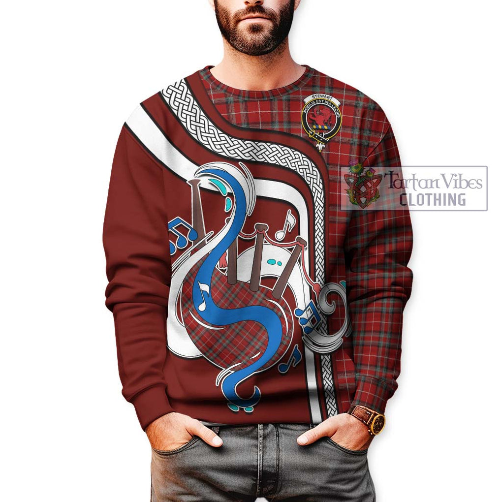 Tartan Vibes Clothing Stewart of Bute Tartan Sweatshirt with Epic Bagpipe Style