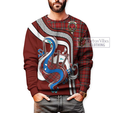 Stewart of Bute Tartan Sweatshirt with Epic Bagpipe Style