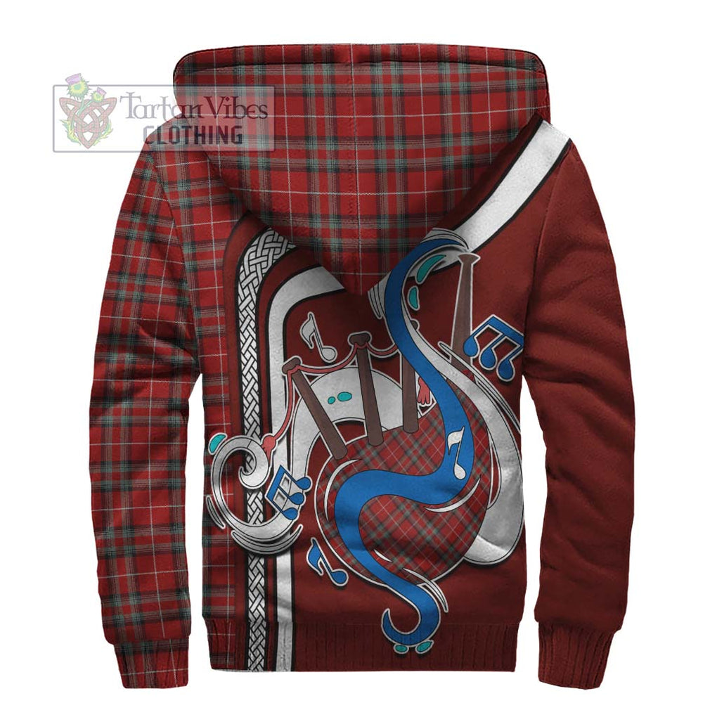 Stewart of Bute Tartan Sherpa Hoodie with Epic Bagpipe Style - Tartanvibesclothing Shop