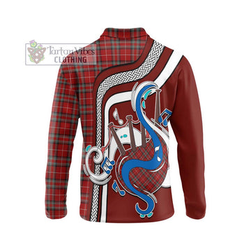 Stewart of Bute Tartan Long Sleeve Polo Shirt with Epic Bagpipe Style