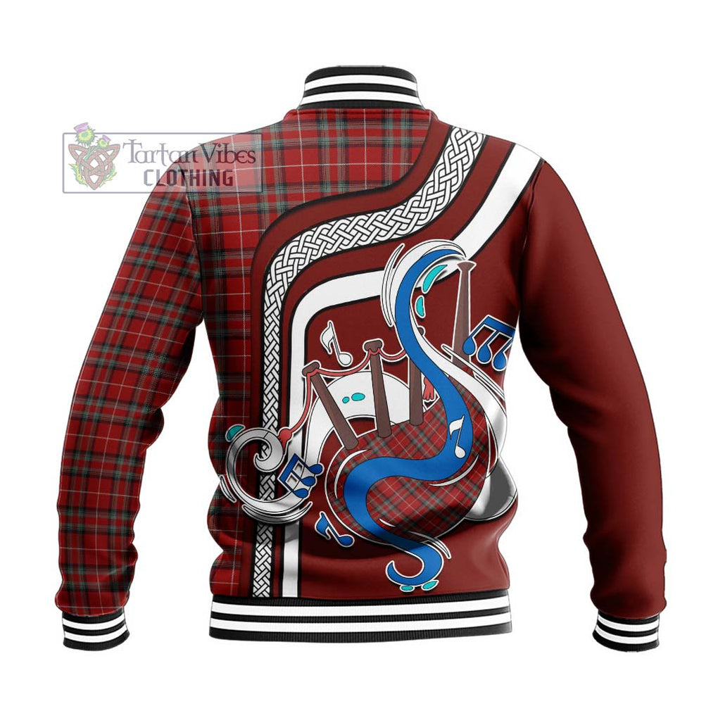 Tartan Vibes Clothing Stewart of Bute Tartan Baseball Jacket with Epic Bagpipe Style