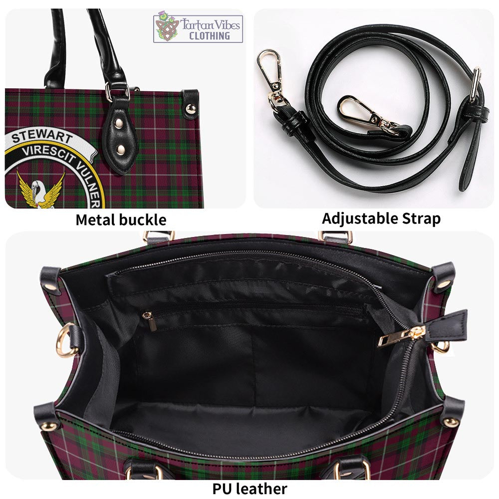 Tartan Vibes Clothing Stewart of Bute Hunting Tartan Luxury Leather Handbags with Family Crest