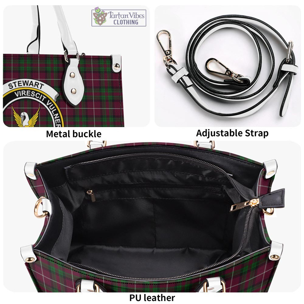 Tartan Vibes Clothing Stewart of Bute Hunting Tartan Luxury Leather Handbags with Family Crest