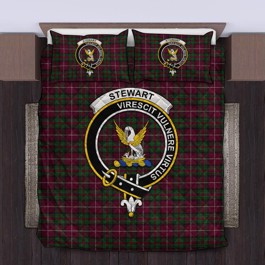 Stewart of Bute Hunting Tartan Quilt Bed Set with Family Crest Twin - Tartan Vibes Clothing