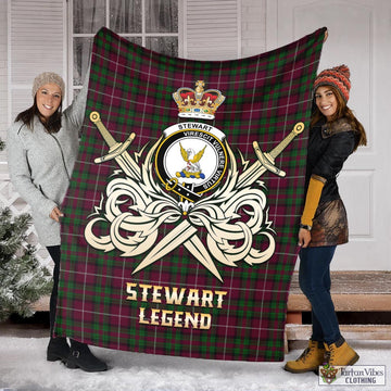 Stewart of Bute Hunting Tartan Blanket with Clan Crest and the Golden Sword of Courageous Legacy