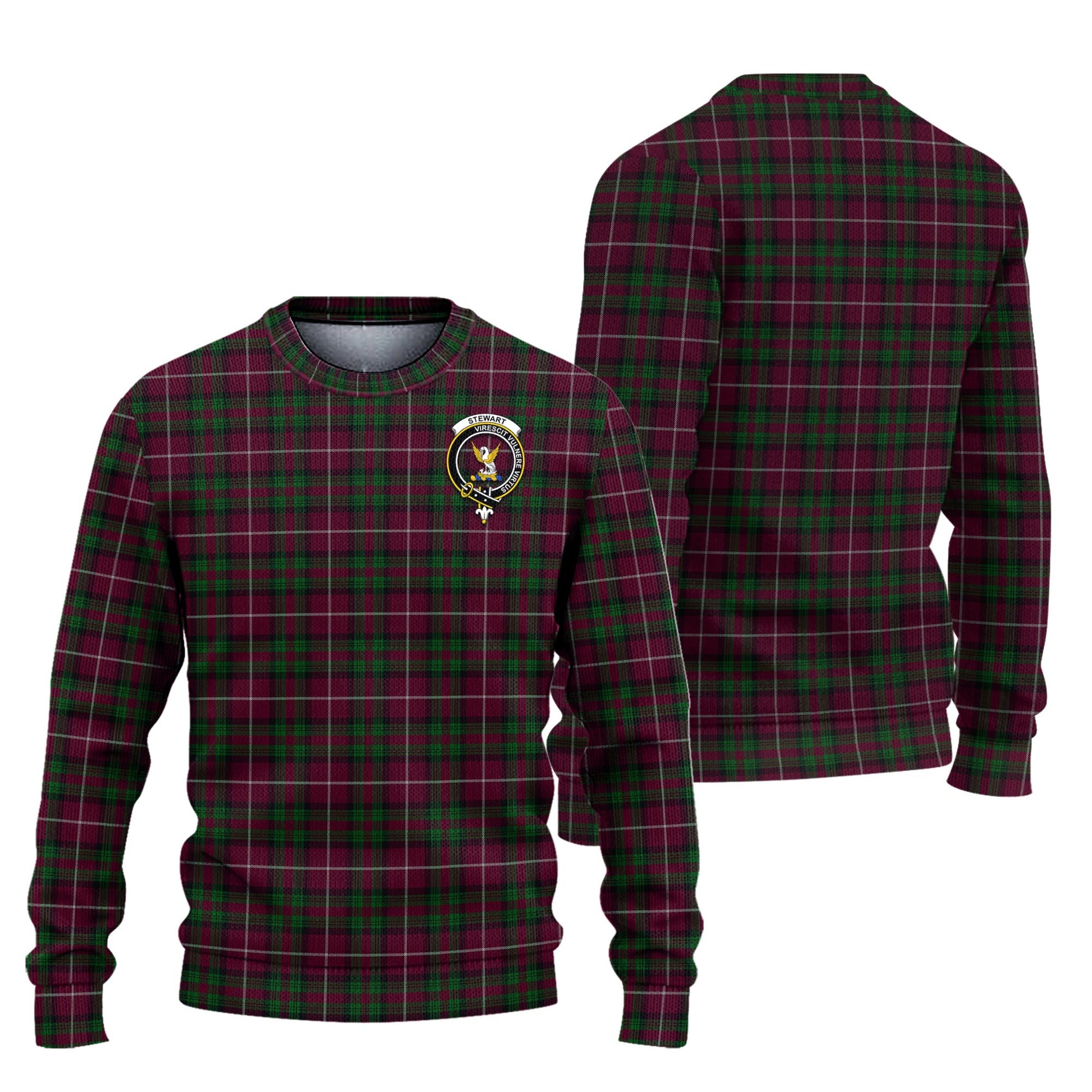 Stewart of Bute Hunting Tartan Knitted Sweater with Family Crest Unisex - Tartanvibesclothing