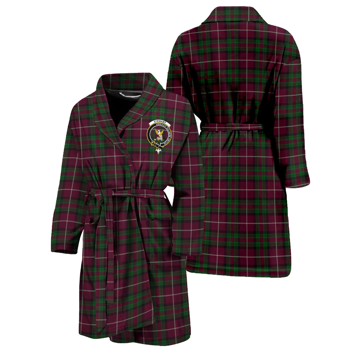 Stewart of Bute Hunting Tartan Bathrobe with Family Crest Unisex S - Tartan Vibes Clothing