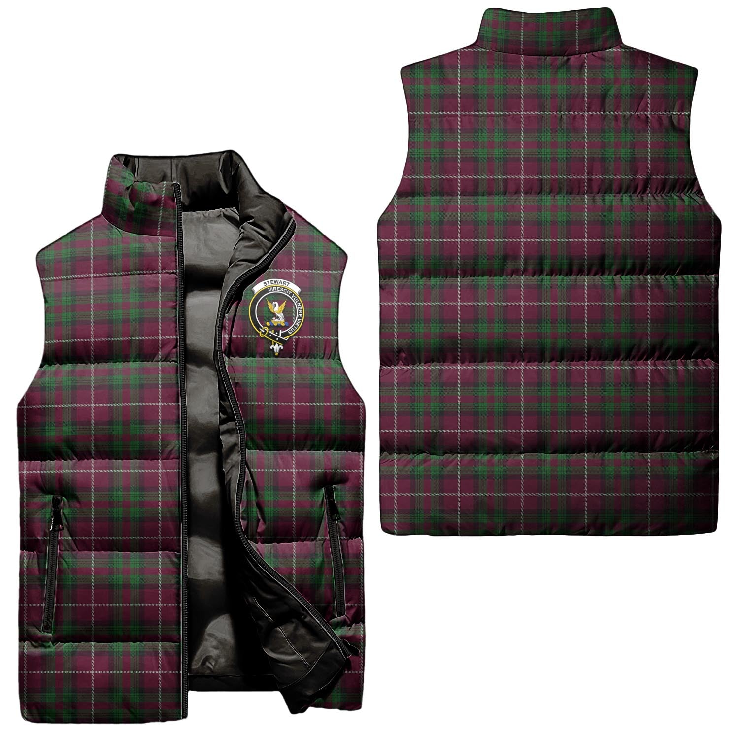 Stewart of Bute Hunting Tartan Sleeveless Puffer Jacket with Family Crest Unisex - Tartanvibesclothing