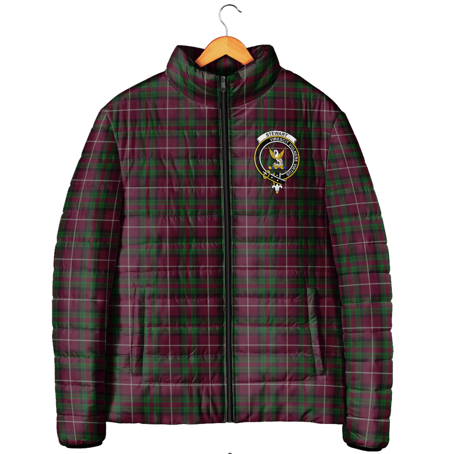 Stewart of Bute Hunting Tartan Padded Jacket with Family Crest Men's Padded Jacket - Tartan Vibes Clothing