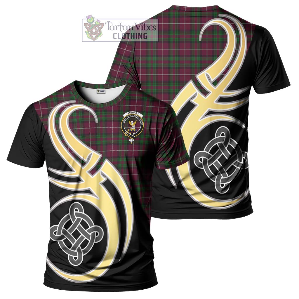 Tartan Vibes Clothing Stewart of Bute Hunting Tartan T-Shirt with Family Crest and Celtic Symbol Style