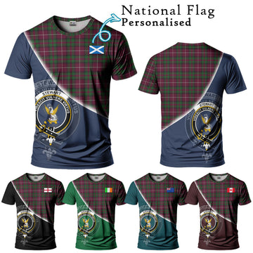 Stewart of Bute Hunting Tartan T-Shirt with Personalised National Flag and Family Crest Half Style