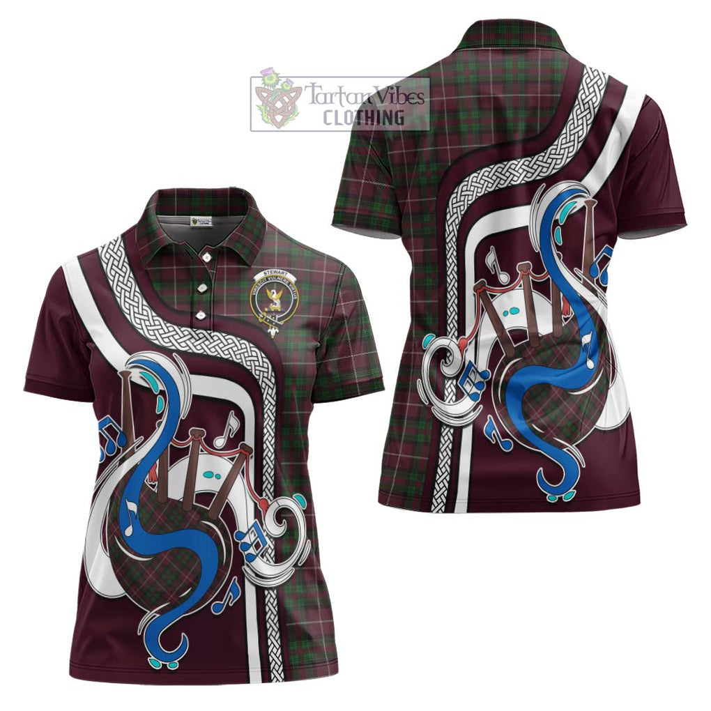 Stewart of Bute Hunting Tartan Women's Polo Shirt with Epic Bagpipe Style Women - Tartanvibesclothing Shop