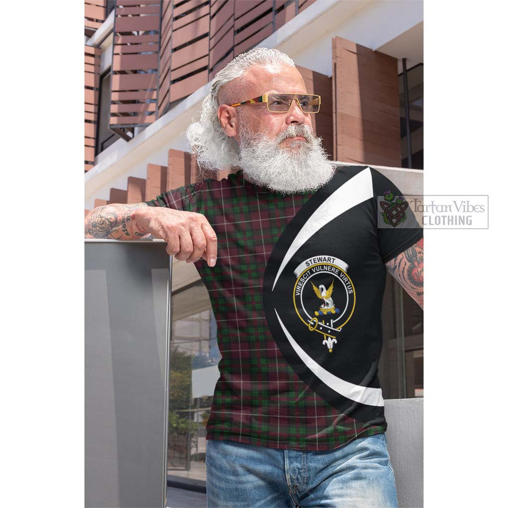 Tartan Vibes Clothing Stewart of Bute Hunting Tartan Cotton T-shirt with Family Crest Circle Style