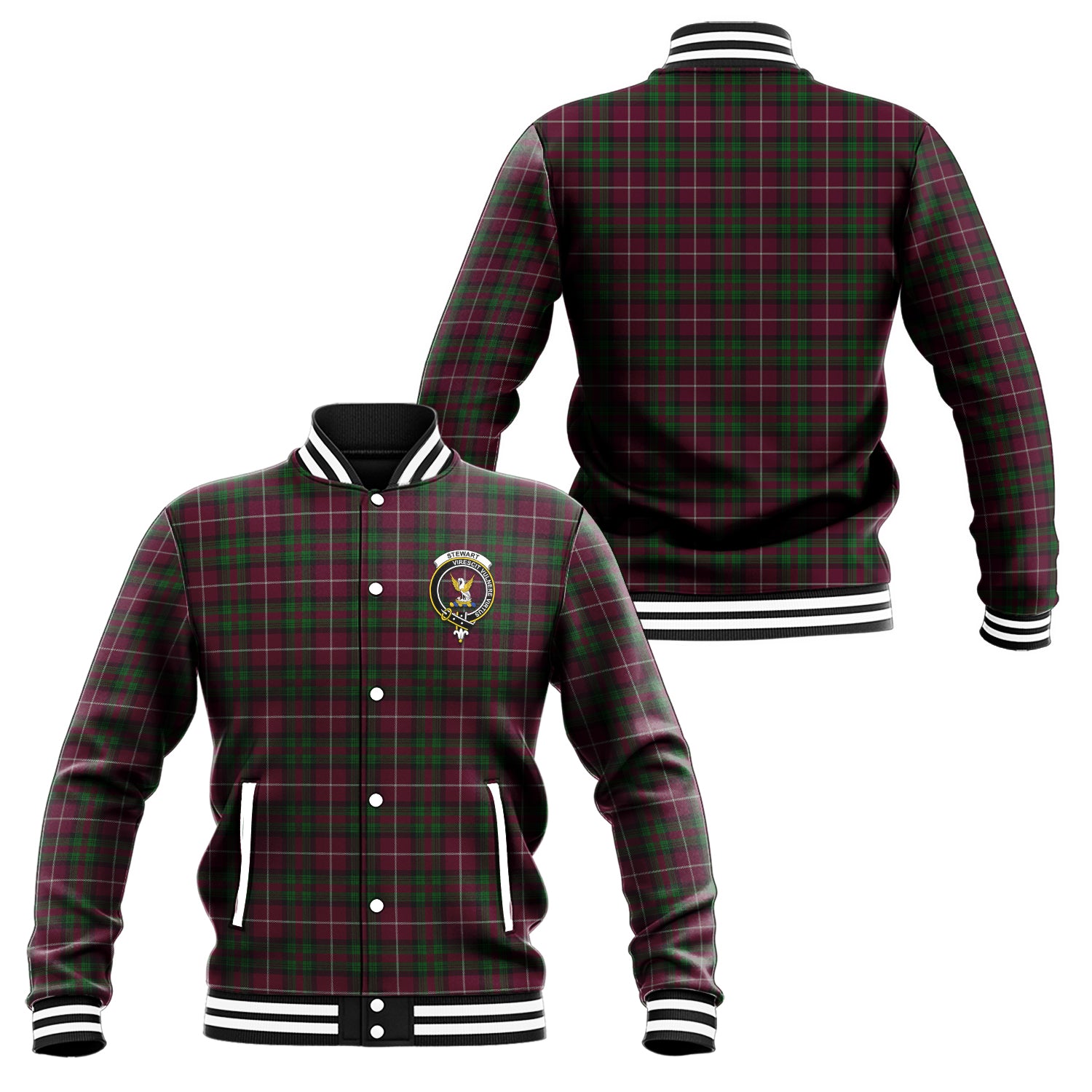 Stewart of Bute Hunting Tartan Baseball Jacket with Family Crest Unisex - Tartan Vibes Clothing