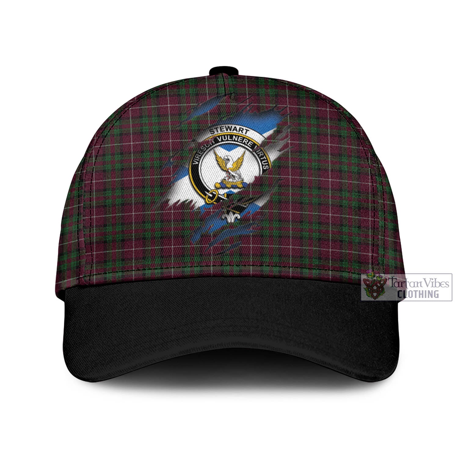 Tartan Vibes Clothing Stewart of Bute Hunting Tartan Classic Cap with Family Crest In Me Style