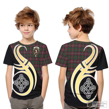 Stewart of Bute Hunting Tartan Kid T-Shirt with Family Crest and Celtic Symbol Style