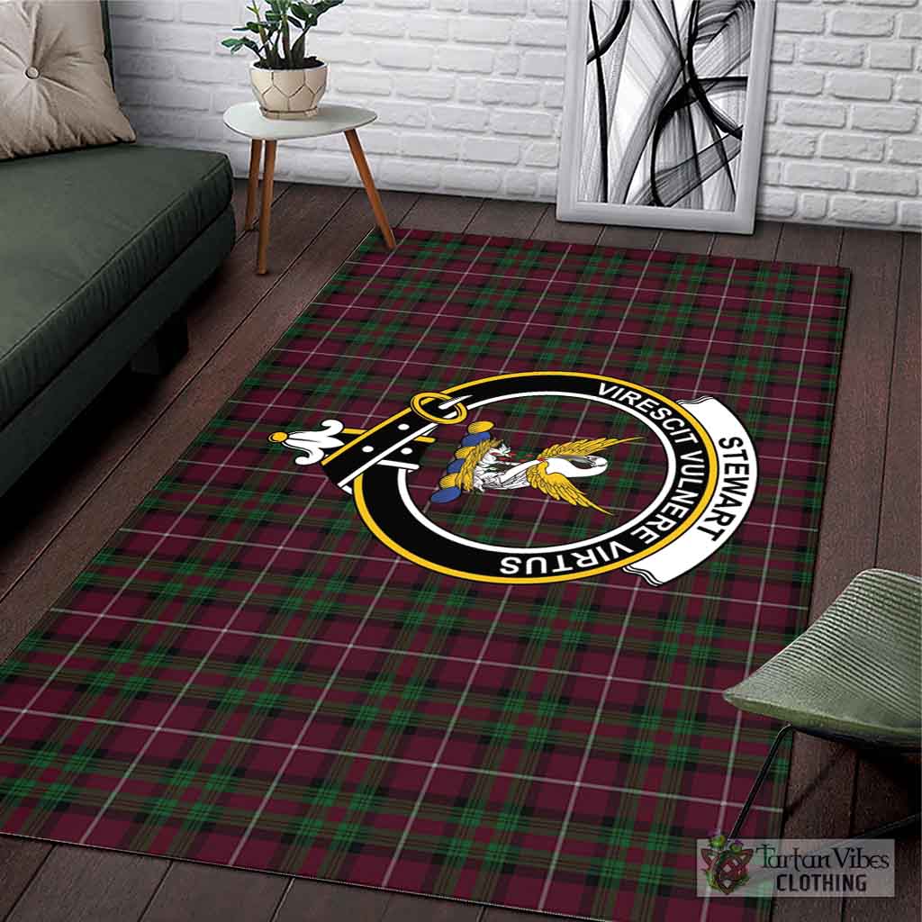 Tartan Vibes Clothing Stewart of Bute Hunting Tartan Area Rug with Family Crest