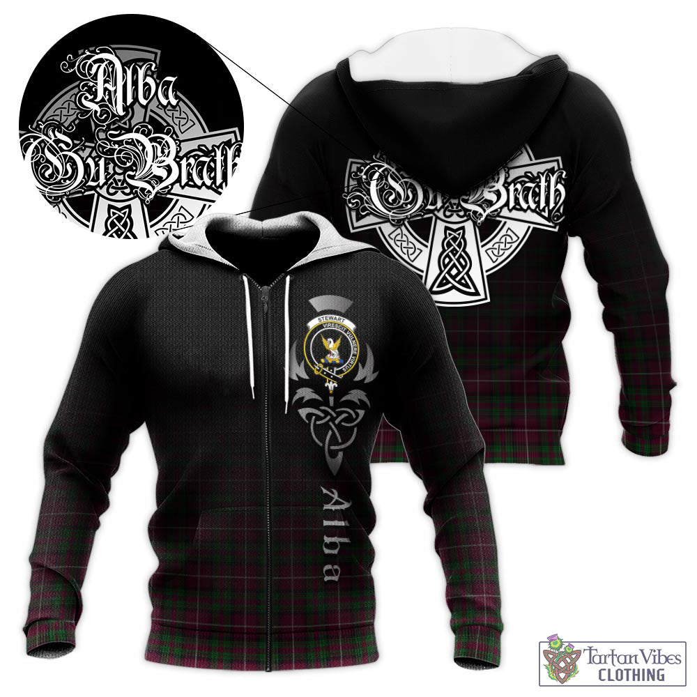 Tartan Vibes Clothing Stewart of Bute Hunting Tartan Knitted Hoodie Featuring Alba Gu Brath Family Crest Celtic Inspired