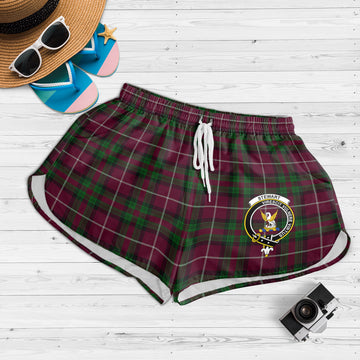 Stewart of Bute Hunting Tartan Womens Shorts with Family Crest