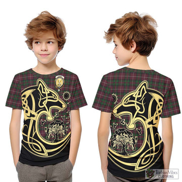 Stewart of Bute Hunting Tartan Kid T-Shirt with Family Crest Celtic Wolf Style