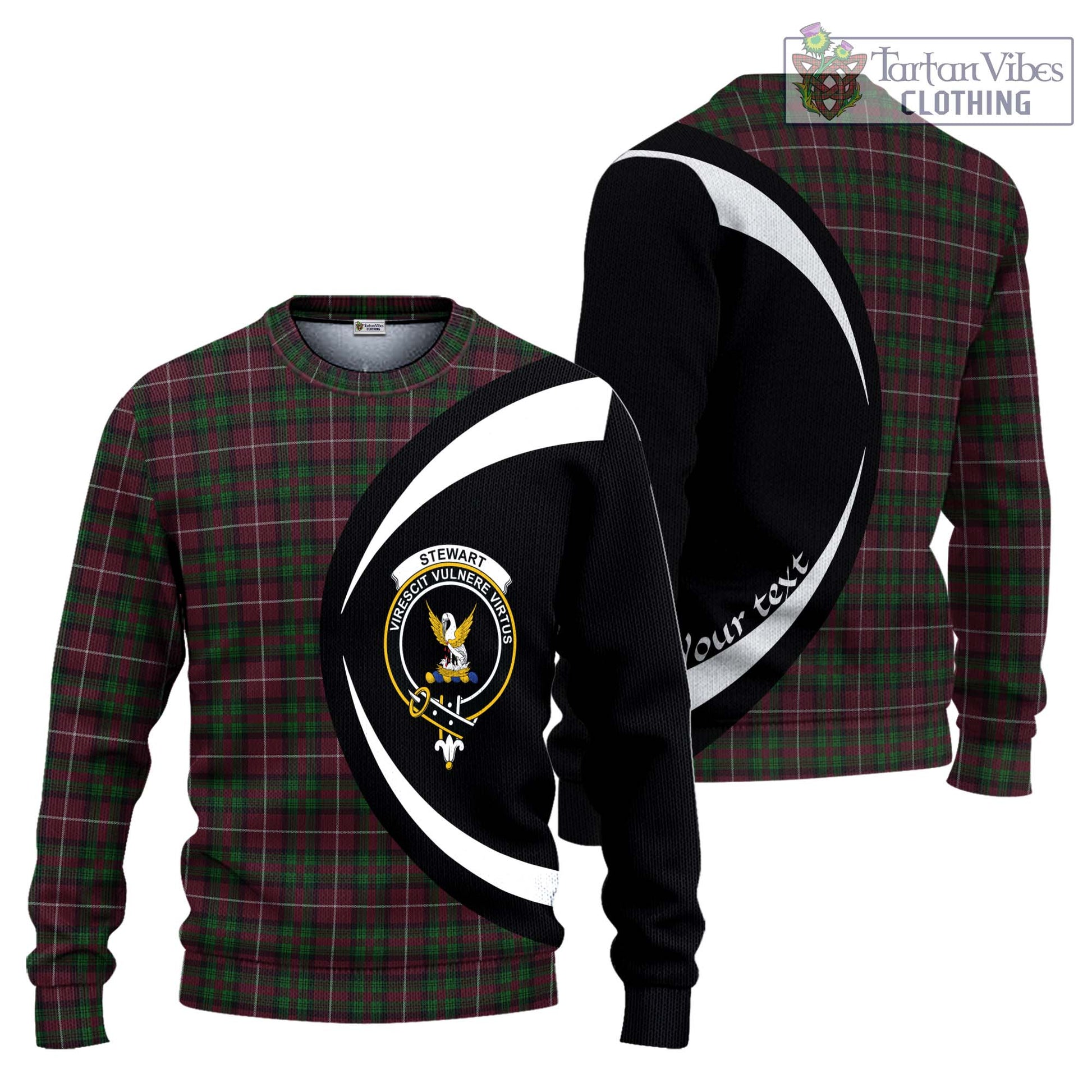 Stewart of Bute Hunting Tartan Knitted Sweater with Family Crest Circle Style Unisex - Tartan Vibes Clothing