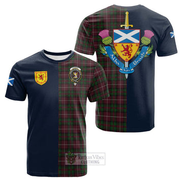 Stewart of Bute Hunting Tartan Cotton T-shirt Alba with Scottish Lion Royal Arm Half Style