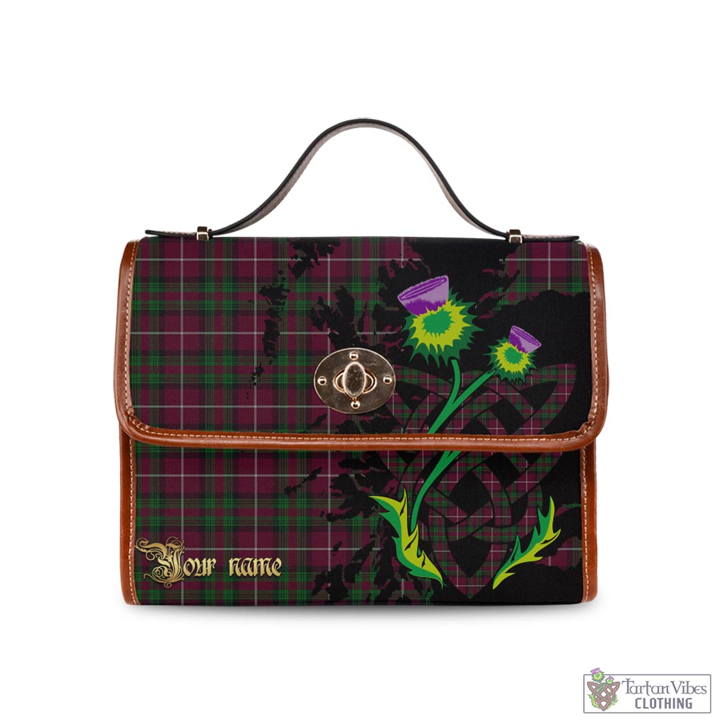 Tartan Vibes Clothing Stewart of Bute Hunting Tartan Waterproof Canvas Bag with Scotland Map and Thistle Celtic Accents