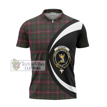 Stewart of Bute Hunting Tartan Zipper Polo Shirt with Family Crest Circle Style